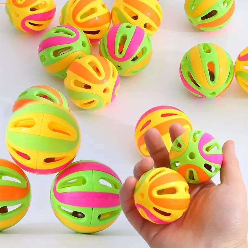 Interactive Colorful Splicing Bell Ball Toy for Cats - Large Pet Toy with Bell for Playful and Active Cats2