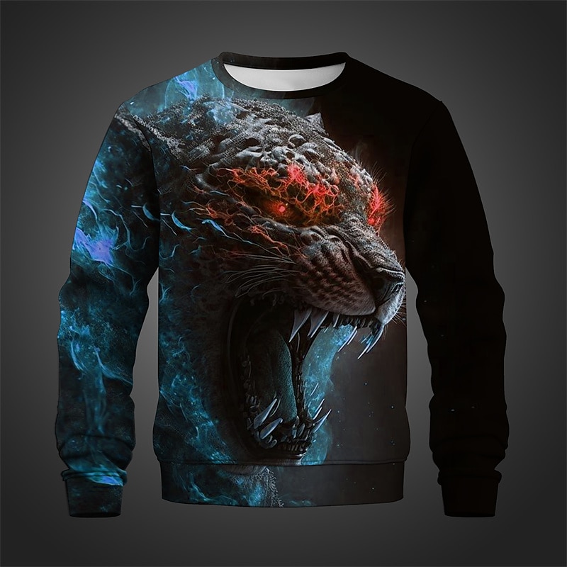 Men's Graphic Animal Sweatshirts Golf Pullover Sweatshirt Long Sleeve Sweatshirt Crew Neck Fashion Daily Casual 3D Print Vacation Holiday Going out Print Spring &  Fall3