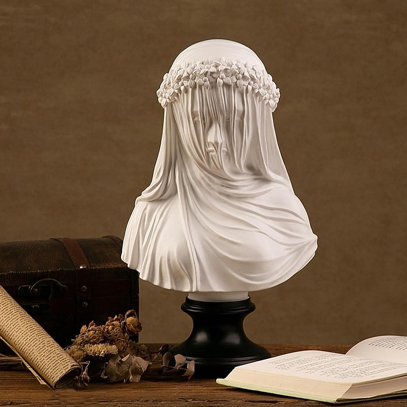 Lady Statue, Veiled Lady Bust Greek Goddess Statue Abstract Victorian Veiled Maiden Statue Statue Home Decor Aesthetic for Home Art Collection Ornament3