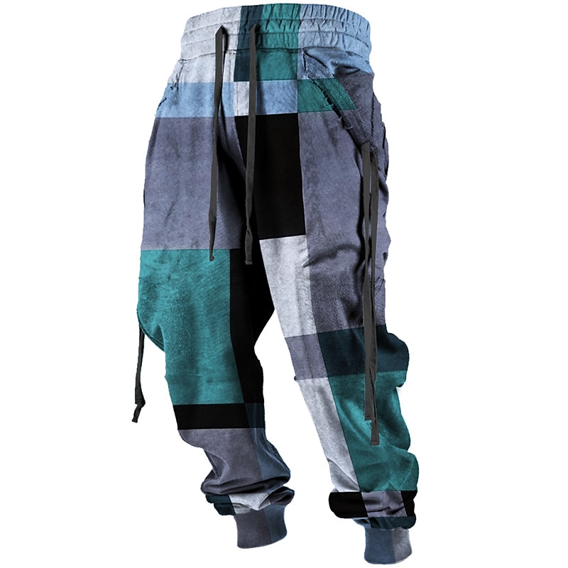 Color Block Plaid / Check Casual Men's 3D Print Sweatpants Joggers Pants Trousers Outdoor Street Casual Daily Polyester Red Blue Brown S M L Mid Waist Elasticity Pants4
