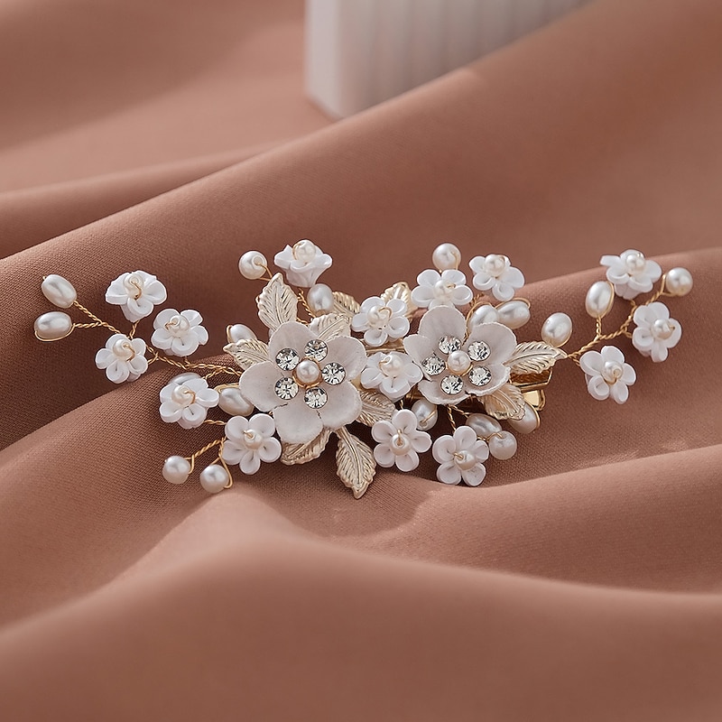 Headpiece Hair Clip Rhinestone Alloy Wedding Cocktail Elegant Luxury With Rhinestone Faux Pearl Headpiece Headwear