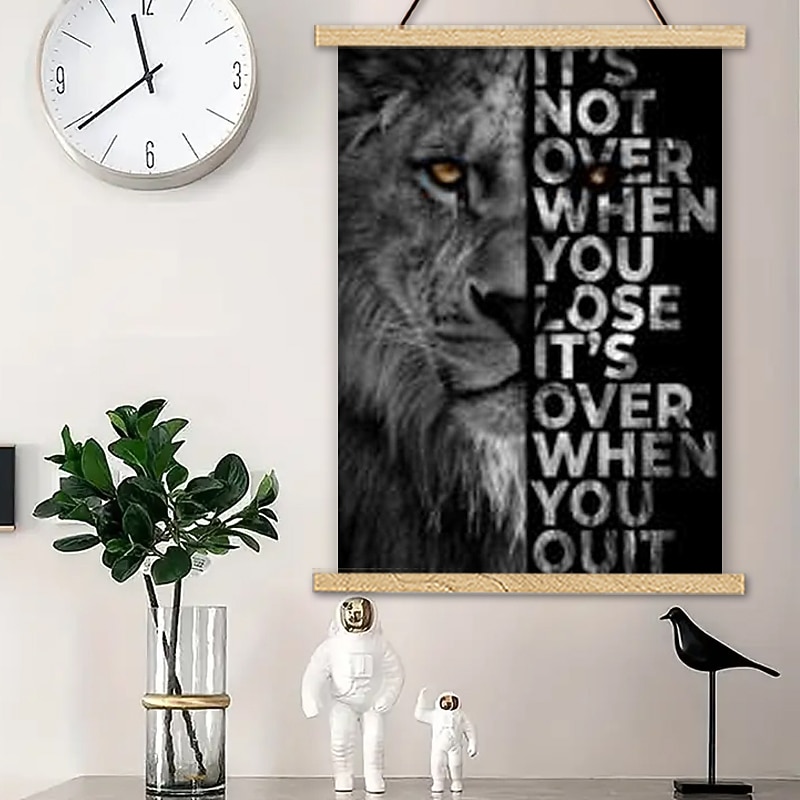 Animal Lion Letters Inspirational Quotes Couple Picture Posters With Hanger Wall Art Canvas Prints Painting Home Decoration Dcor Rolled Canvas No Frame2