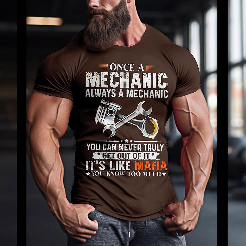 Mens Mechanic T-Shirt - Funny 'Once A Mechanic Always A Mechanic, It's Like Mafia' Work Humor Graphic Tee