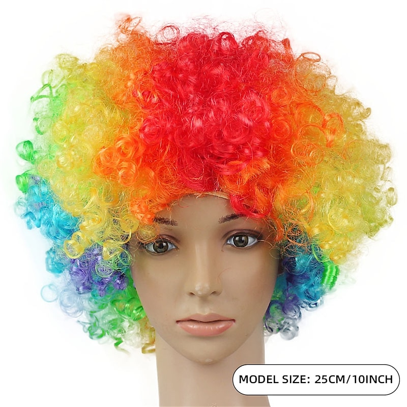 Rainbow Clown Wig Costume Accessories Short Colorful Afro Hair Wig for Kid Women Men Adults 70s 80s Carnival Parties Carnivals Pretend Play2
