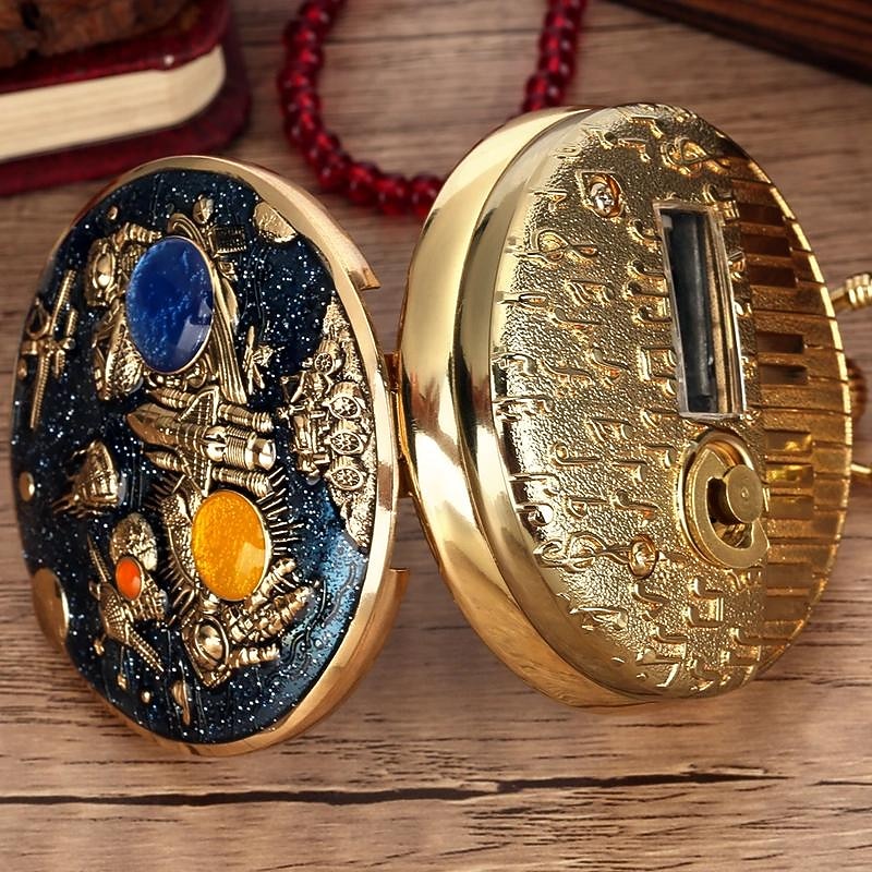 Space Series Music Pocket Watch Men with Chain Retro Vintage Fashion Clock Women Music Necklace Watches Unique Couples Collectibles Gift4