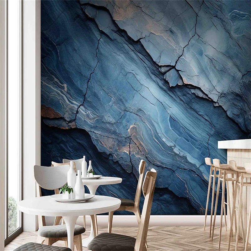 Cool Wallpapers Abstract Marble Blue Wallpaper Wall Mural Wall Covering Sticker Peel and Stick Removable PVC/Vinyl Material Self Adhesive/Adhesive Required Wall Decor for Living Room Kitchen Bathroom3