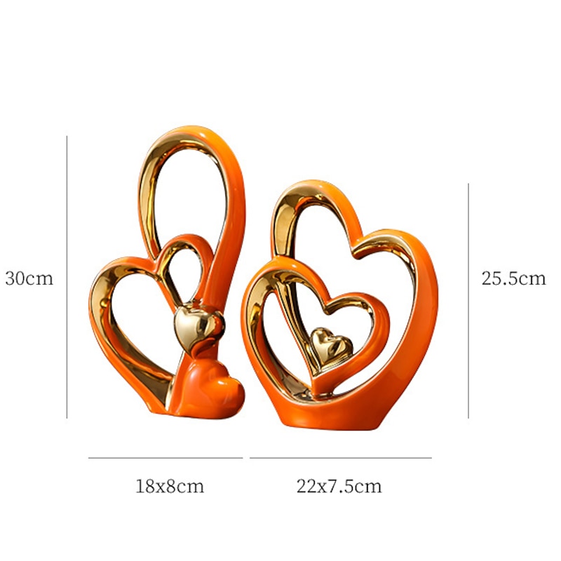 Double Heart Porcelain Decor for Living Room, Entryway, Coffee Table, and Shelves - Perfect Anniversary and Father's Day Gift for Couples and Lovers - Modern and Decorative Home Decor3