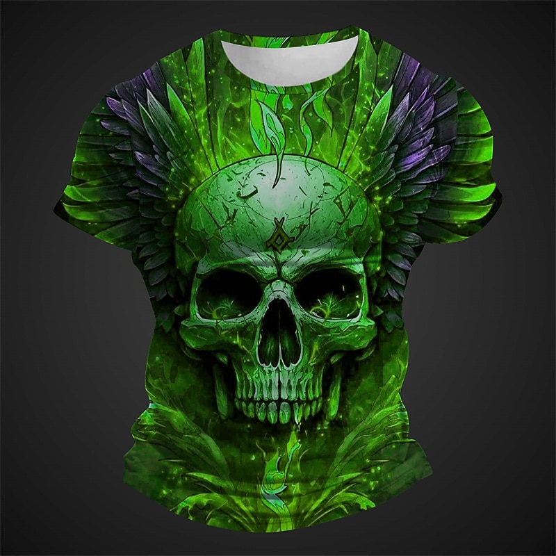 Men's Graphic Skull T Shirt Short Sleeve T shirt 3D Print Crew Neck Shirt Daily Designer Retro Vintage Sports Outdoor Holiday Going out Pink Red Burgundy Spring & Summer Clothing Apparel S M L XL 2XL