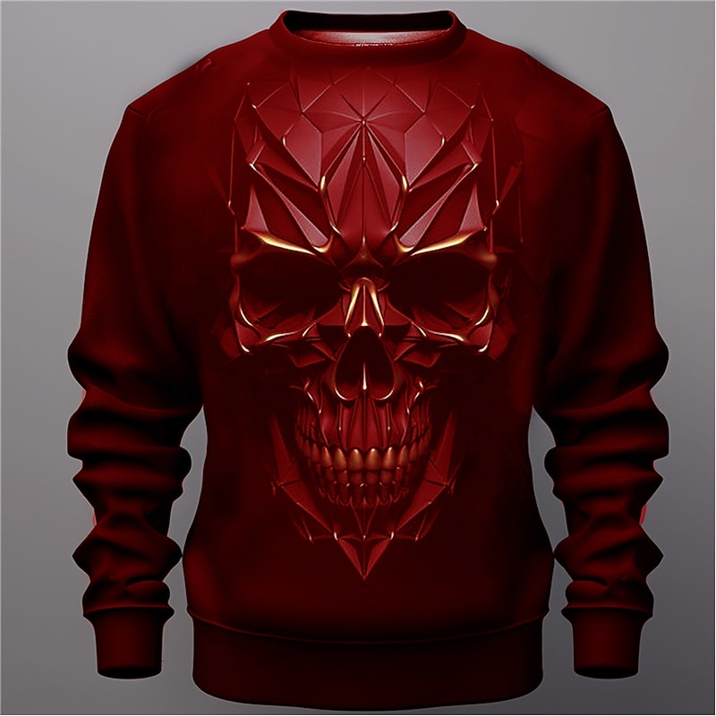 Men's Graphic Skulls Sweatshirts Golf Pullover Sweatshirt Long Sleeve Sweatshirt Crew Neck Fashion Daily Casual 3D Print Vacation Holiday Going out Print Spring &  Fall4