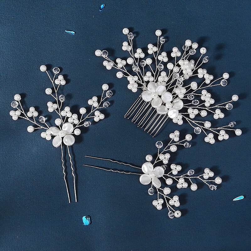 Hair Combs Headpiece Imitation Pearl Alloy Wedding Cocktail Elegant Luxury With Faux Pearl Pure Color Headpiece Headwear3