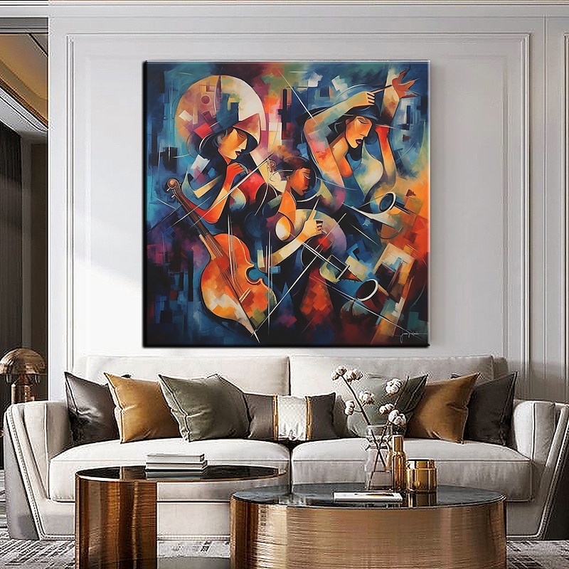 Large Hand Painted Wall Art Jazz Music Band painting Abstract Oil Painting on Canvas Modern Contemporary Art Home Decoration ready to hang or canvas3