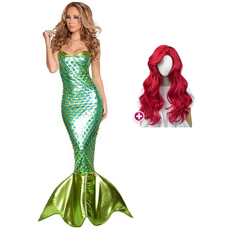 Mermaid Halloween Dress Cosplay Costume Outfits The Little Mermaid Mermaid and Trumpet Gown Slip Cosplay Costume Halloween Adults' Women's Halloween Masquerade Performance Halloween Masquerade Easy3