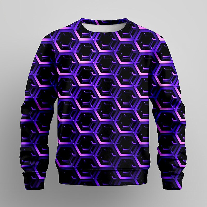 Boys 3D Geometric Sweatshirt Pullover Long Sleeve 3D Print Spring Fall Fashion Streetwear Cool Kids 3-12 Years Crew Neck Outdoor Casual Daily Regular Fit2
