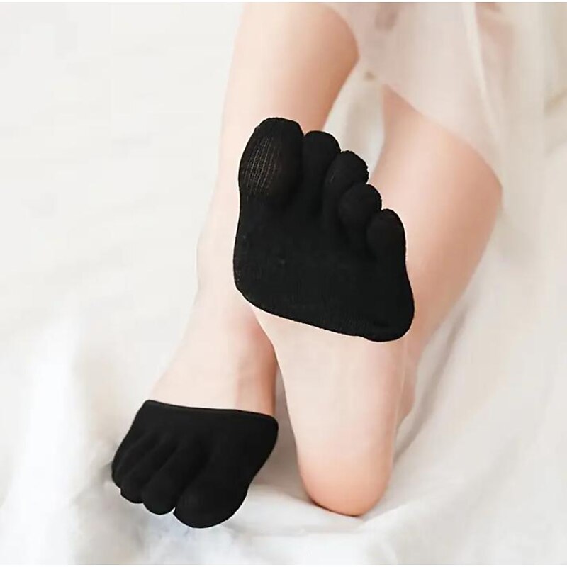 1 Pair Women's Solid Moisture Wicking Half Palm Invisible Socks, Five-toe Breathable Yoga Non-slip Toe Socks2