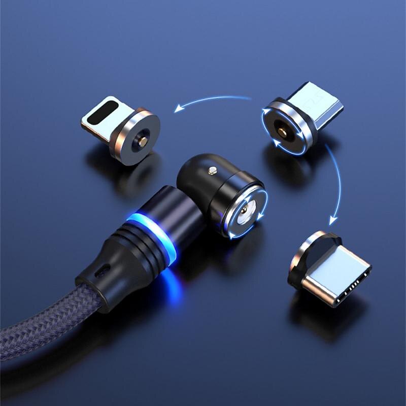 Multi Charging Cable 0.5m(1.5Ft) 3.3ft 6.6ft USB A to Lightning / micro / USB C 2.4 A Charging Cable Fast Charging Nylon Braided 3 in 1 Magnetic For Samsung Xiaomi Huawei Phone Accessory3