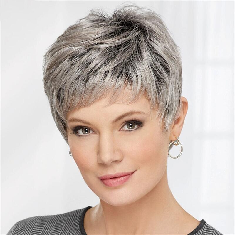 Synthetic Wig Curly With Bangs Machine Made Wig Short A1 A2 A3 A4 A5 Synthetic Hair Women's Soft Fashion Easy to Carry Blonde Brown Silver3