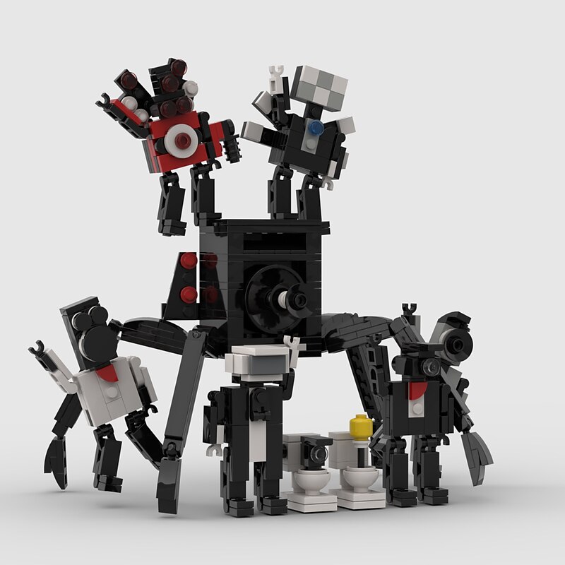 Toilet Man and Surveillance Man Toy Titan Sound TV Man Skibidi Toilet Building Block Q Cute Team2