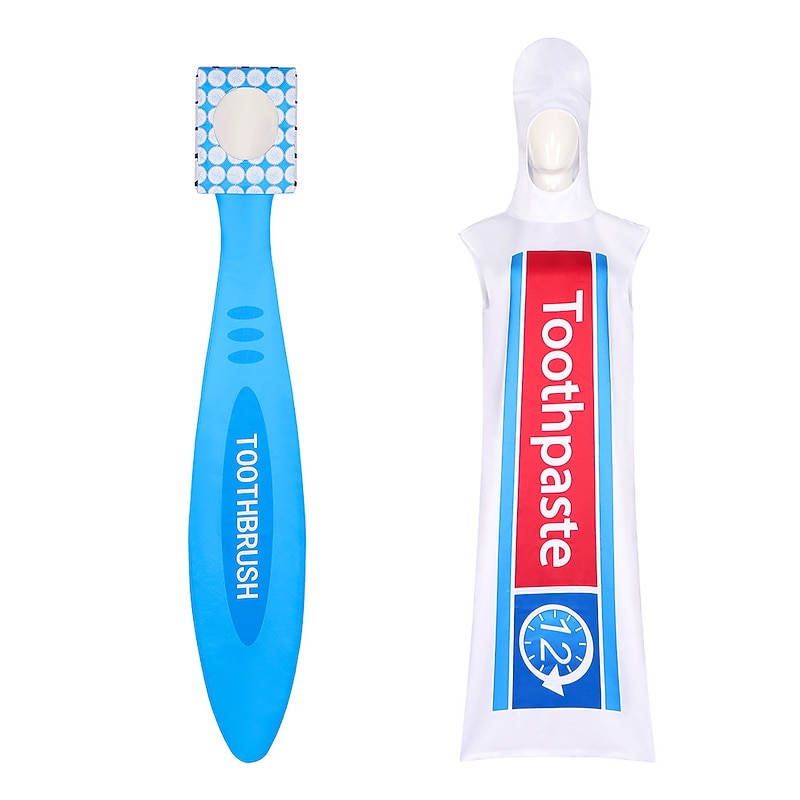 Toothpaste Toothbrush Halloween Cosplay Costume Funny Costumes Halloween Group Family Costumes Carnival Costume Cosplay Funny Costume Adults' Men's Women's Unisex Carnival Masquerade Mardi Gras Party2