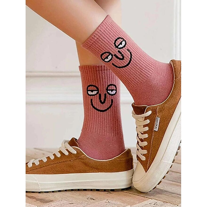 10 Pairs Women's Crew Socks Work Daily Holiday Multi Color Cotton Sporty Simple Casual Casual Cute Sports Socks2