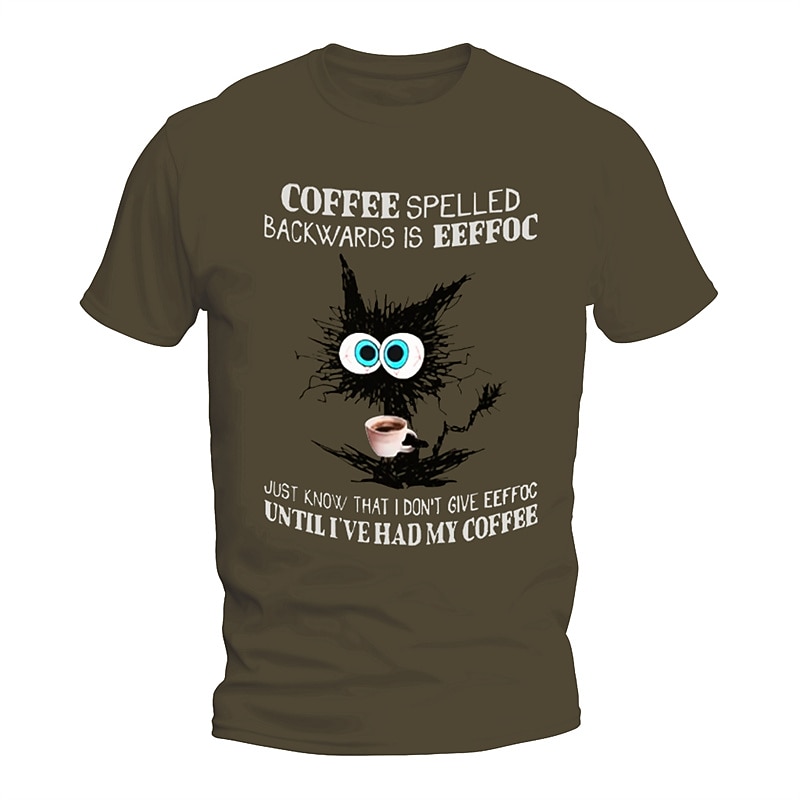Men's Graphic T-Shirt | Funny Coffee "Eeffoc" Pun Design | "Until I've Had My Coffee" Slogan Tee for Coffee Lovers4