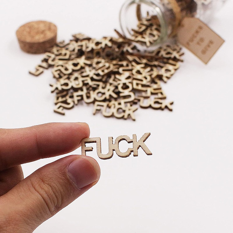 Women's Day Gifts Funny Valentine's Day Spot Jar of Fucks Gag Gift Wooden Letters For Venting Bad Emotions And Pranking Gifts Mother's Day Gifts for MoM3