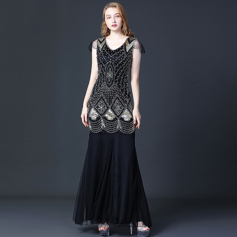 Retro Vintage Roaring 20s 1920s Flapper Dress Dress Masquerade The Great Gatsby Wedding Guest Sequins Fancy Dress Women's Masquerade Wedding Wedding Guest Party / Evening Adults' Dress Homecoming4