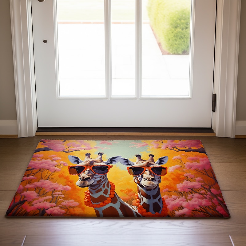 Colorful Giraffe Doormat Floor Mats Washable Rugs Kitchen Mat Non-Slip Oil Proof Rug Indoor Outdoor Mat Bedroom Decor Bathroom Mat Entrance Rug4