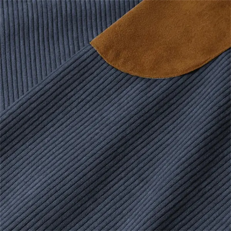 Men's Sweatshirt Quarter Zip Sweatshirt Navy Blue Standing Collar Plain Patchwork Color Block Sports & Outdoor Daily Holiday Corduroy Streetwear Basic Casual Spring &  Fall Clothing Apparel Hoodies2