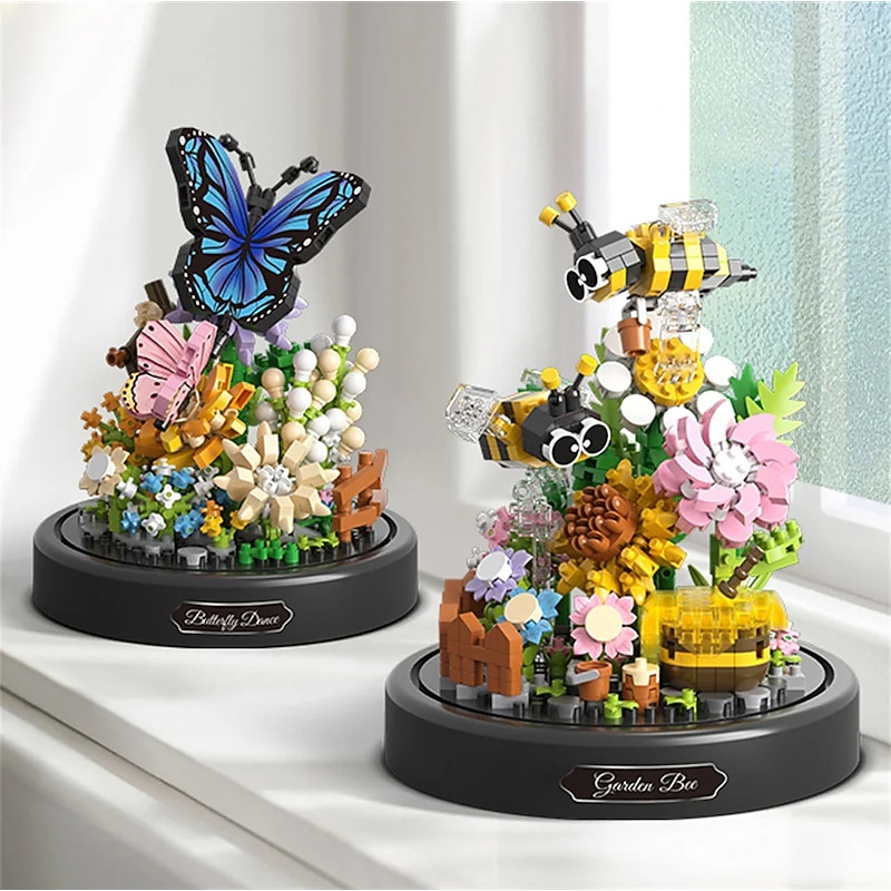 City Creativity Flower Bouquet Bee Butterfly Model Mini Building Blocks Bricks Children'S Toys Gift  Valentine's Day - Main Image