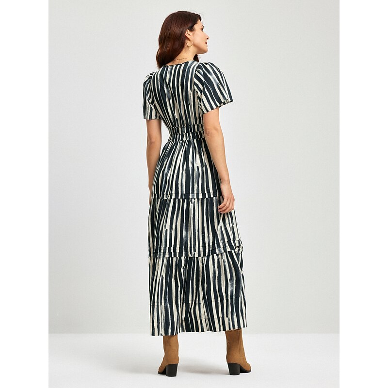 Cotton Chic Short Sleeve Striped Maxi Skirt4