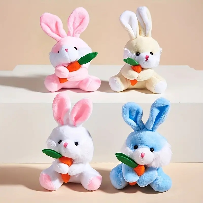 1pc Random Color Cute Rabbit Design Pet Grinding Teeth Squeaky Plush Toy Durable Chew Toy For Dog Interactive Supply2