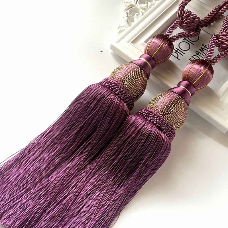 Curtain Rope with Tassels Tiebacks Tennis Ball Curtain Holder Hanging Belts Ropes Clips Fastener Tieback Curtains Accessories3