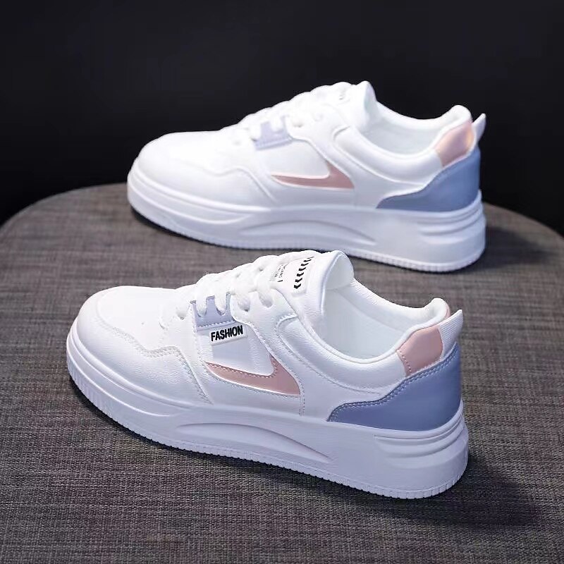 Women's Sneakers White Shoes Dad Shoes Outdoor Daily Summer Lace-up Platform Round Toe Sporty Casual Walking Faux Leather Lace-up White / Blue Gray3