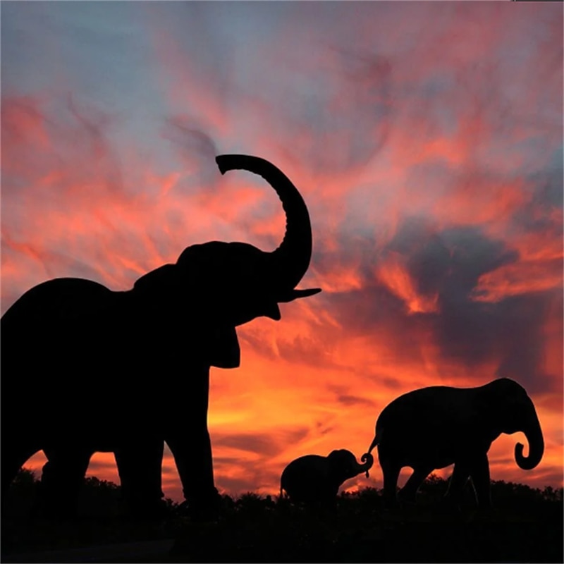 5 Panels Animals Prints Gracious Elephants Modern Wall Art Wall Hanging Gift Home Decoration Rolled Canvas Unframed Unstretched Painting Core3