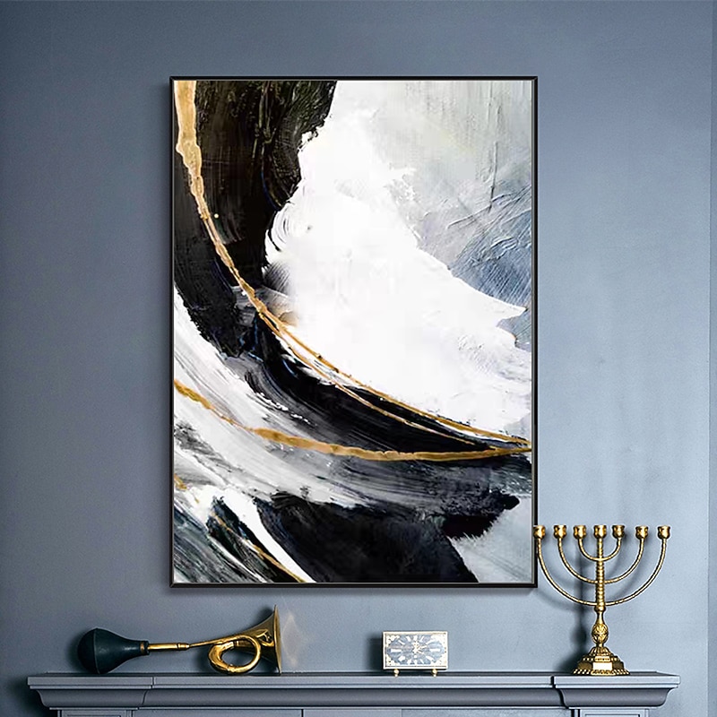 Mintura Handmade Gold Oil Paintings On Canvas Wall Art Decoration Modern Abstract Picture For Home Decor Rolled Frameless Unstretched Painting