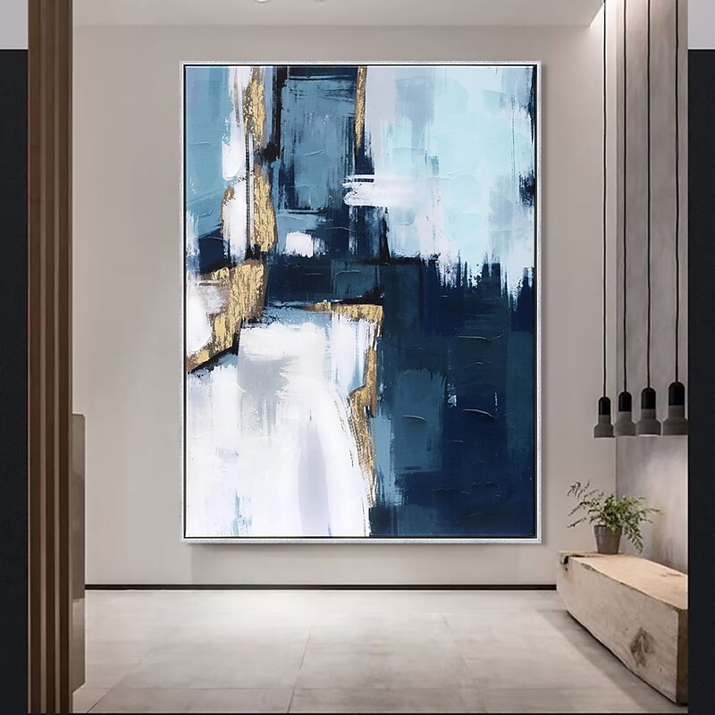 Large Handmade Oil Painting Canvas Wall Art Decoration Minimalist Blue Abstract for Home Decor Rolled Frameless Unstretched Painting4