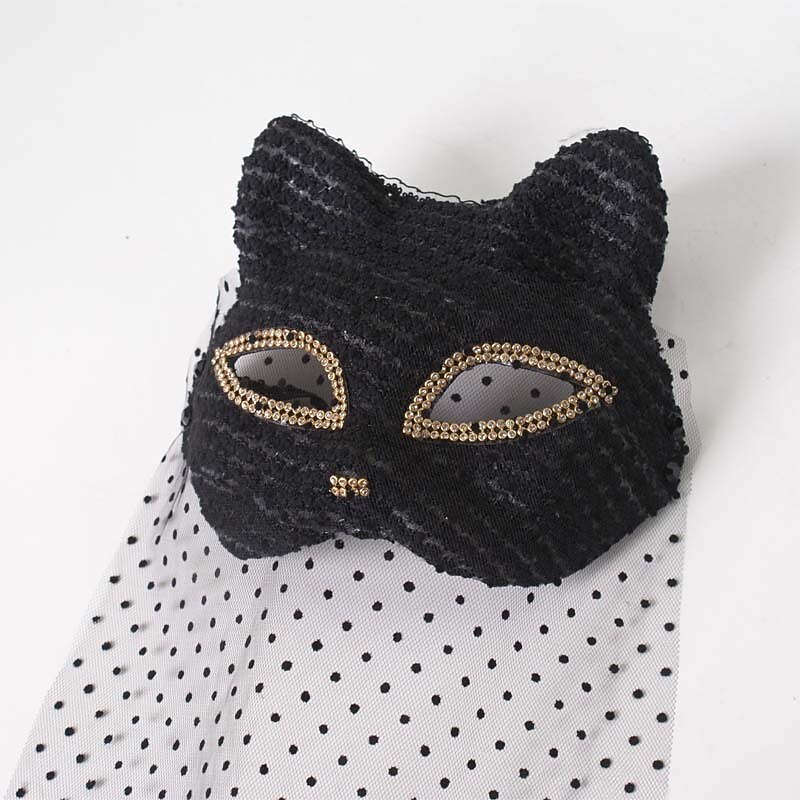 Venice Carnival Cat Mask Black Masquerade Graduation Party Accessories Women Elegant Halloween Cosplay Masks