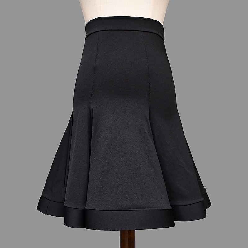 Latin Dance Skirts Pure Color Splicing Women's Performance Training High Polyester3