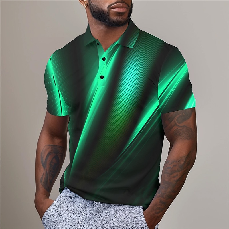 Men's Graphic Polo Shirts Golf Shirt Short Sleeve Polo Shirts Collared Shirts Casual Vacation Wear Rave Wear Party Outfits Buttons 3D Print Spring & Summer Yellow Red Blue3