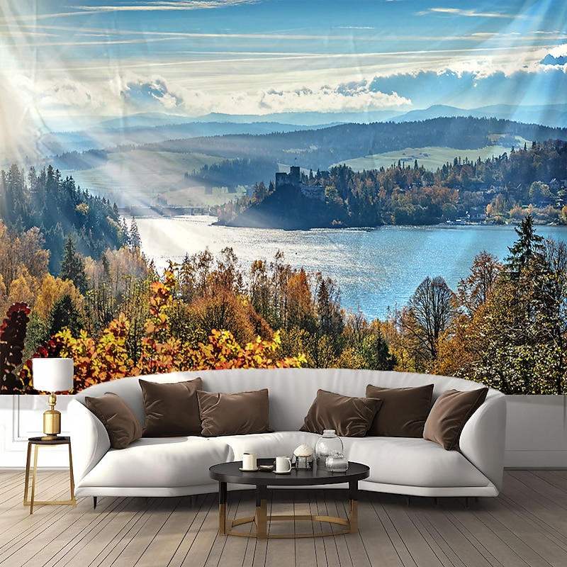 Landscape Mountain Valley Hanging Tapestry Wall Art Large Tapestry Mural Decor Photograph Backdrop Blanket Curtain Home Bedroom Living Room Decoration4