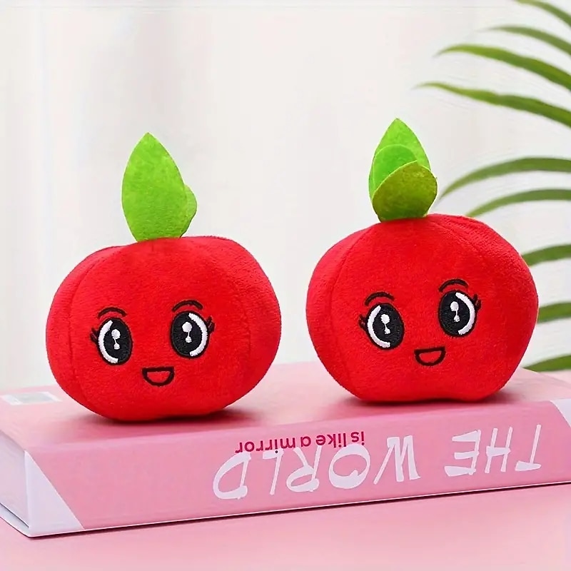 Apple Design Pet Grinding Teeth Squeaky Plush Toy Durable Chew Toy For Dog Interactive Supply4