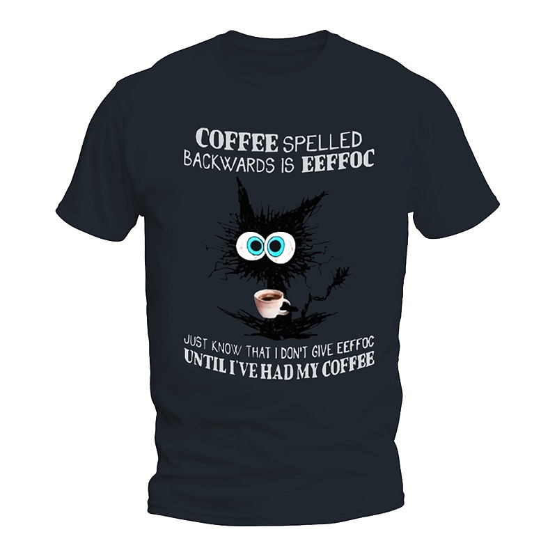 Men's Graphic T-Shirt | Funny Coffee "Eeffoc" Pun Design | "Until I've Had My Coffee" Slogan Tee for Coffee Lovers2