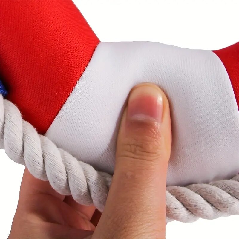 1pc Life Ring Design Pet Grinding Teeth Squeaky Plush ToyDurable Chew Toy For Dog Interactive Supply3