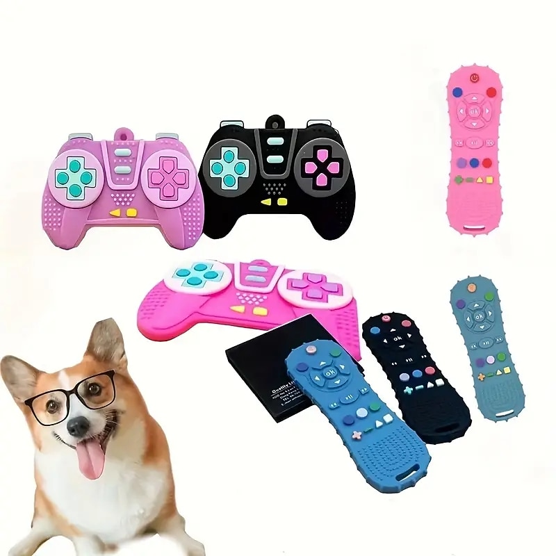 Interactive Pet Toy - 1pc Remote & Gamepad Silicone Chew Toyfor Cats & Dogs!