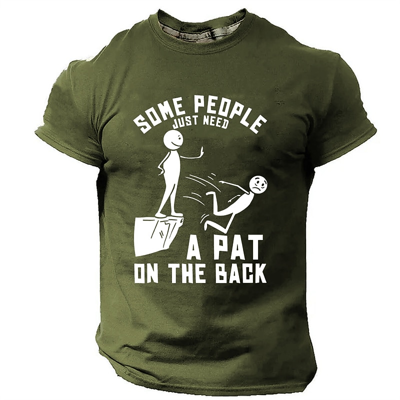 Men's Humorous Graphic T-Shirt: 'Some People Just Need A Pat On The Back' Pun Short Sleeve Tee