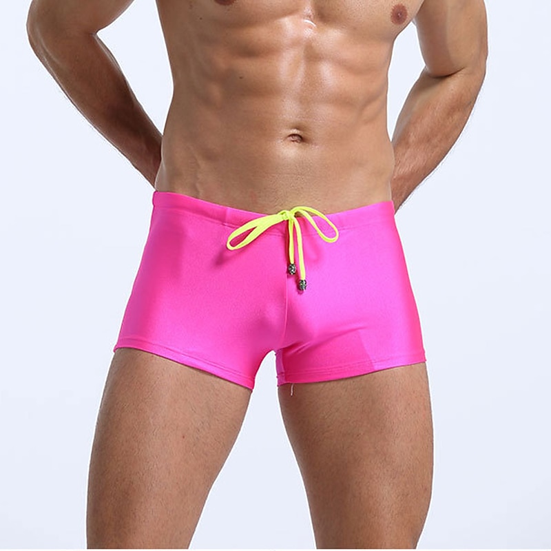 Men's Swim Trunks Swim Shorts Daily Beach Quick Dry Breathable Drawstring Elastic Waist Plain Short Sport Casual Activewear Black White Stretchy4