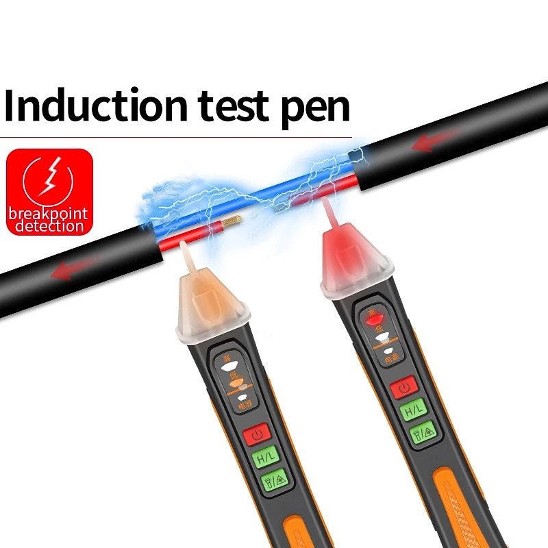 Non Contact Voltage Tester Pen Electrical Tools Electrical Tester AC 12-1000V/48V-1000V LED Flashlight Buzzer Alarm for Live/Null Wire Tester Judgment Wire Breakpoint Finder2