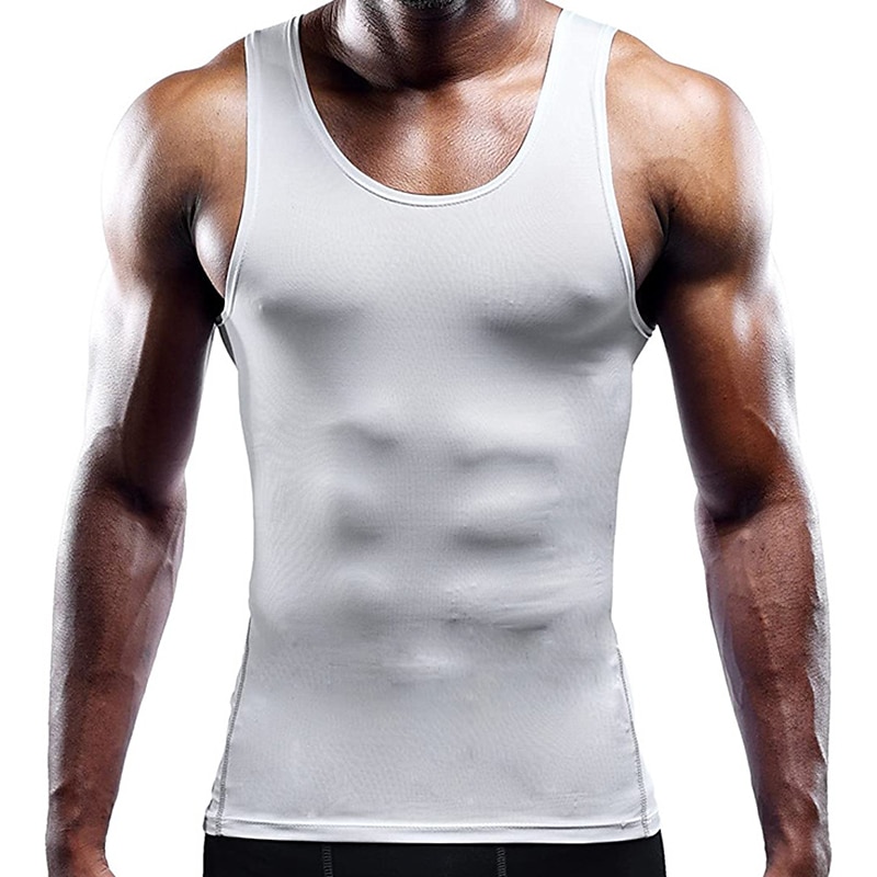 Men's Gym Shirt Compression Tank Fitness Tank Men Tops Crew Neck Sleeveless Sports & Outdoor Vacation Going out Casual Daily Gym Quick dry Breathable Soft Plain Black White Activewear Fashion Sport3