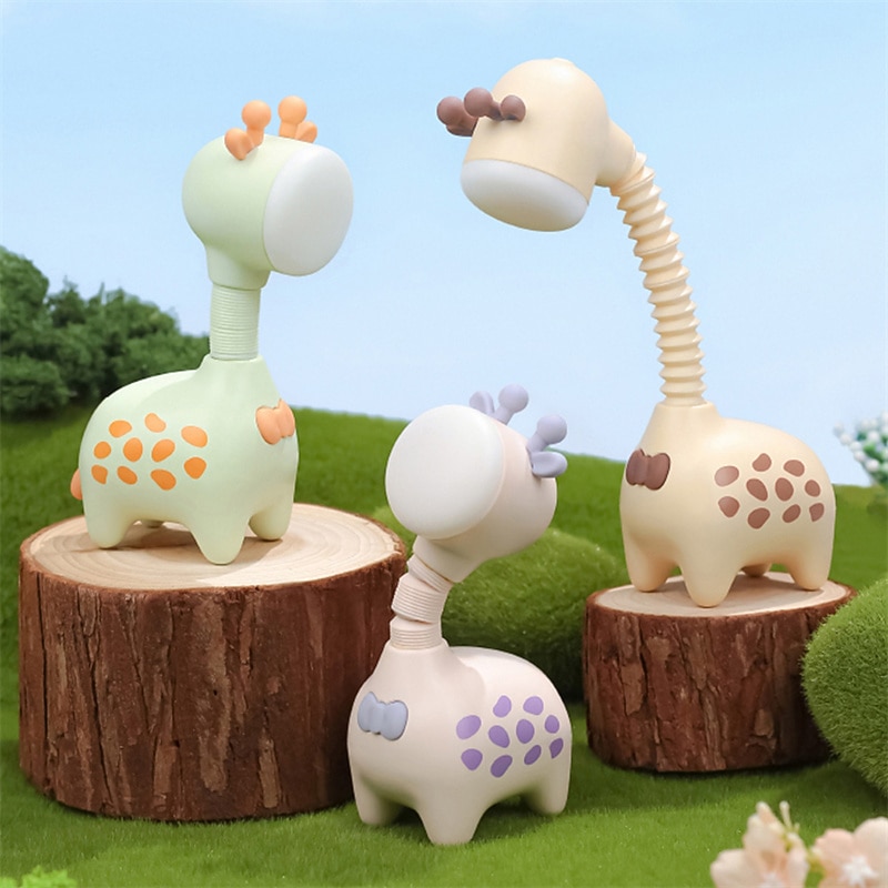 Popular Style Kids Animal Night Light Cute Giraffe Rechargeable Reading Lamp with Movable Head Children Small Gift Giraffe Night Light Dormitory Bedhead LED Sleeping Light Retractable Fun Table Lamp2