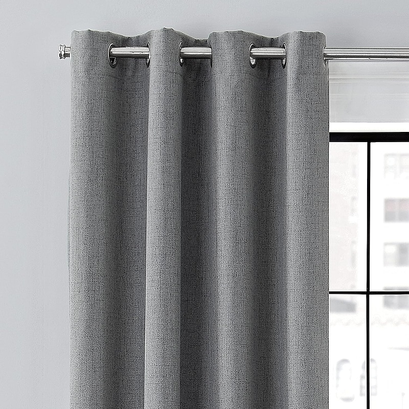 Grey Blackout Curtain 1 Panel Grommet Thermal Insulated Room Darkening Curtains for Bedroom and Living Room IKEA Series3
